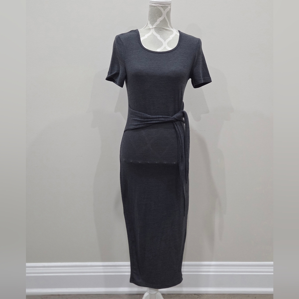 SHEIN Charcoal Gray Midi Dress